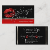 Carte De Visite Lèvres Parties scintillant rouges et argent (Devant / Derrière)