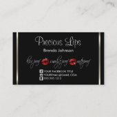 Carte De Visite Lèvres Parties scintillant rouges et argent (Dos)