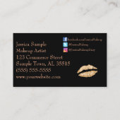 Carte De Visite Lèvres roses de beauté d'or de maquilleur (Dos)