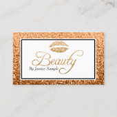 Carte De Visite Lèvres roses de beauté d'or de maquilleur (Devant)