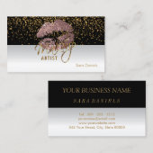 Carte De Visite Lèvres Roses Dusty Noir et Blanc (Devant / Derrière)