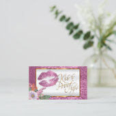 Carte De Visite Lèvres roses florales de preuve de baiser de (Debout devant)