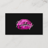 Carte De Visite Lèvres roses Kiss maquillage beauté glam chic noir (Devant)