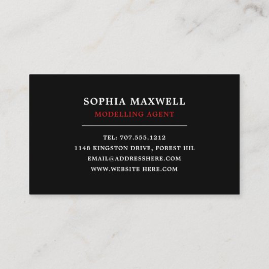 Carte De Visite Lèvres rouges, agence de modélisation, agent modèl (Dos)