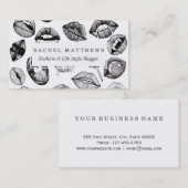 Carte De Visite Lèvres succulentes tirées par la main en noir et (Devant / Derrière)