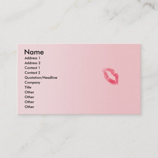 Carte De Visite Lèvres sur des affaires roses (Devant)