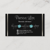 Carte De Visite Lèvres turquoises et argent (Dos)