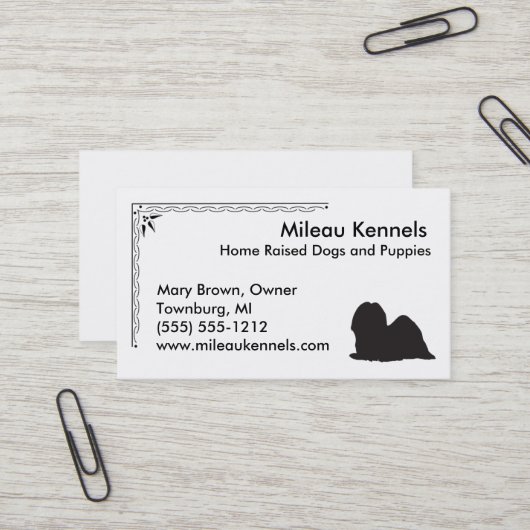 Carte De Visite Lhasa Apso Silhouette (Devant/Arrière en situation)
