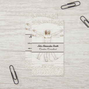 Carte De Visite L'Homme de Vitruve de Léonard de Vinci Art Vintage