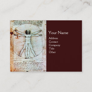 Carte De Visite L'HOMME VITRUVIEN, Antique Parchemin or métallique