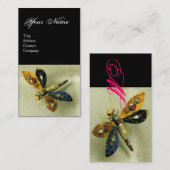 Carte De Visite LIBELLULE ANTIQUE BIJOU MONOGRAMME ,Noir Blanc (Devant / Derrière)