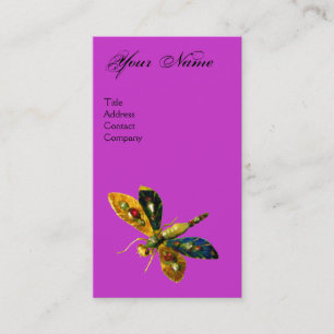 Carte De Visite LIBELLULE ANTIQUE BIJOU MONOGRAMME Noir Violet