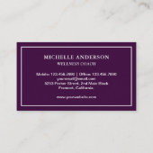 Carte De Visite Libellule Classique Élégante Moderne Violet Blanc (Dos)