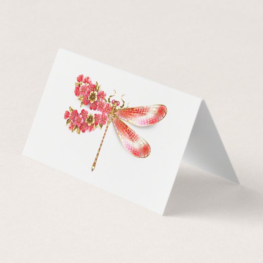 Carte De Visite libellule de fleurs avec sakura de bijoux (Dos)