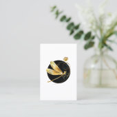 Carte De Visite libellule d'or en cercle noir (Debout devant)