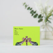 Carte De Visite LIBELLULE, jaune vert, noir rose (Debout devant)
