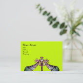 Carte De Visite LIBELLULE, jaune vert, noir rose (Debout devant)