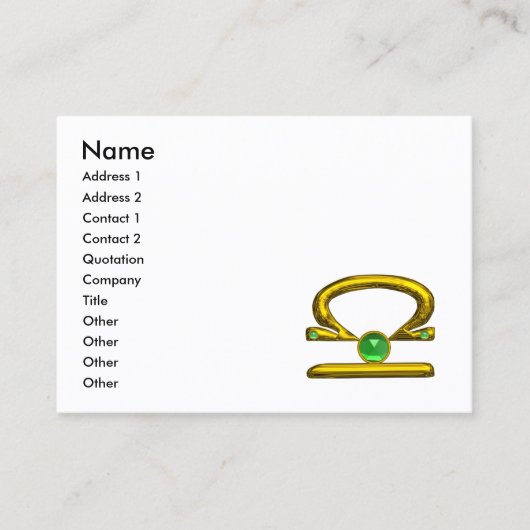Carte De Visite LIBRA GOLD ZODIAC JEWEL Green Emerald (Devant)