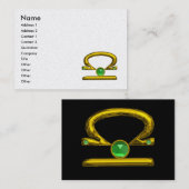Carte De Visite LIBRA ZODIAC JEWEL Gold Green Emerald Pearl (Devant / Derrière)