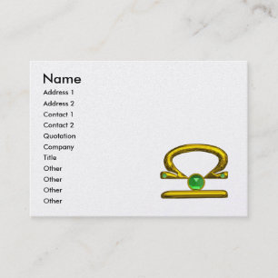 Carte De Visite LIBRA ZODIAC JEWEL Gold Green Emerald Pearl