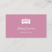 Carte De Visite Libraire De Comptabilité Rose Avec Livre Simple (Devant)