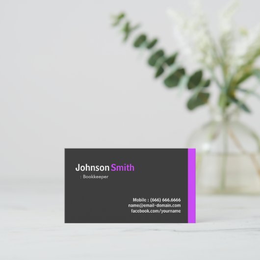 Carte De Visite Libraire - Moderne Minimal Violet (Debout devant)