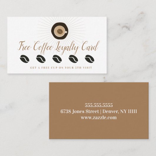 Carte De Visite Libre café récompense Loyauté Propre (Devant / Derrière)