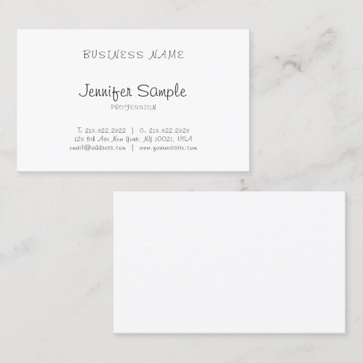 Carte De Visite Libre main Script élégant Plain moderne Profession (Devant / Derrière)