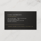 Carte De Visite Licensed Electrician Black Gold Contractor (Dos)