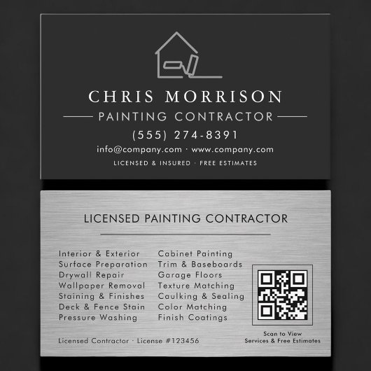 Carte De Visite Licensed Painting Contractor QR Code Professional