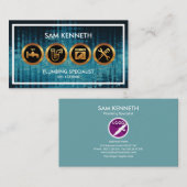 Carte De Visite L'icône d'inondation du plombier créatif bleu des (Devant / Derrière)