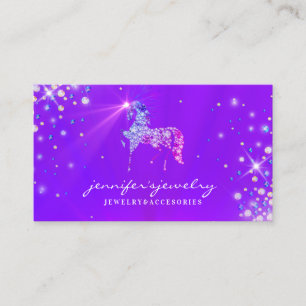 Carte De Visite Licorne Cheval Diamants Violet