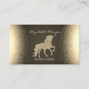 Carte De Visite Licorne Pailletée Or Élégante Moderne Confettis