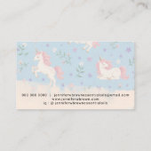 Carte De Visite Licorne Rétro Bleu Beige (Dos)