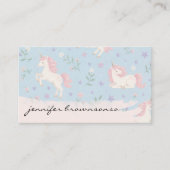 Carte De Visite Licorne Rétro Bleu Beige (Devant)