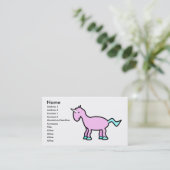 Carte De Visite Licorne rose (Debout devant)