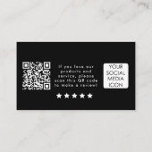 Carte De Visite Lien d'évaluation du logo de l'entreprise Code QR  (Dos)