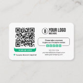 Carte De Visite Lien d'examen de l'entreprise Code QR Trustpilot R (Devant)