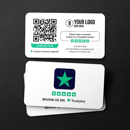 Carte De Visite Lien d'examen de l'entreprise Code QR Trustpilot R