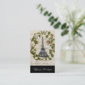 Carte De Visite lierre feuille tour eiffel paris (Debout devant)
