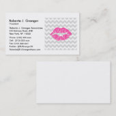 Carte De Visite Lieutenant Gray White Chevron, Pink Lipstick Kiss (Devant / Derrière)