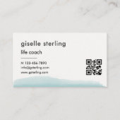 Carte De Visite Life Coach Aquarelle Aqua Blue Brush QR Code (Dos)