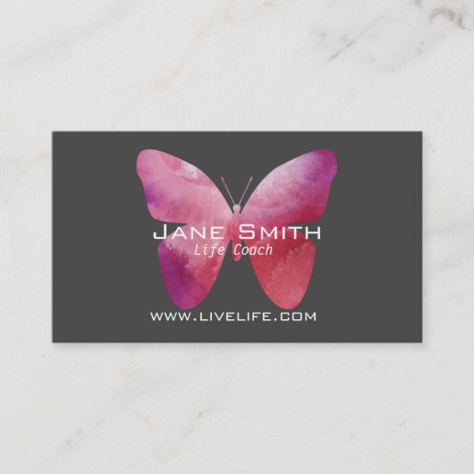 Carte De Visite Life Coach bien-être papillon freelance (Devant)
