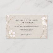 Carte De Visite Life Coach Botanical Flowers Floral Linen (Dos)