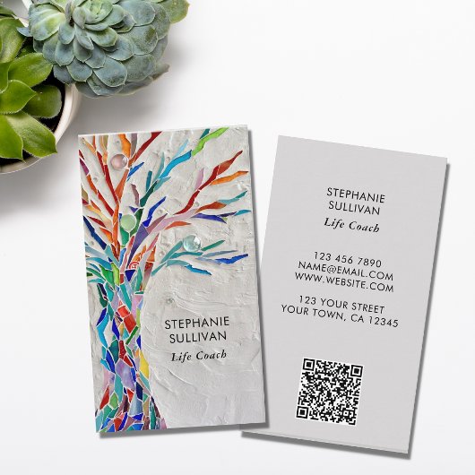 Carte De Visite Life Coach QR Code Tree of Life