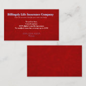 Carte De Visite “Life Insurance” Business Card (Devant / Derrière)