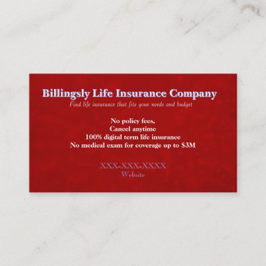 Carte De Visite “Life Insurance” Business Card (Devant)