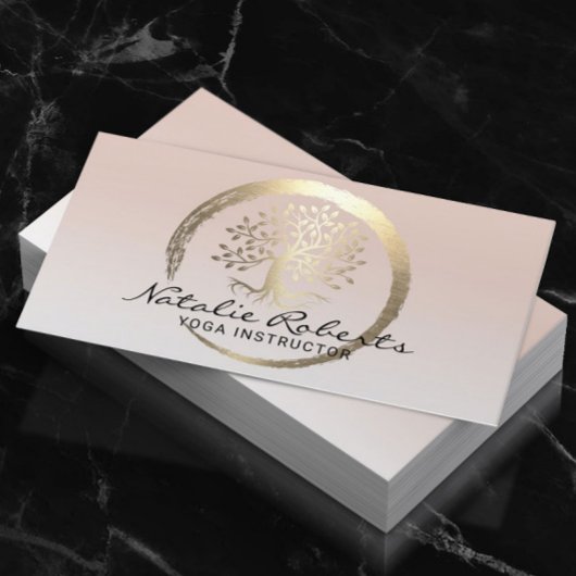 Carte De Visite Life Tree Gold Circle Yoga Méditation Spa de bien-