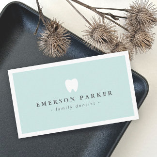 Carte De Visite Light aqua blue dentist tooth logo modern
