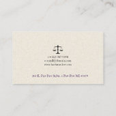 Carte De Visite Light Beige Linen Black Justice Scale  (Dos)